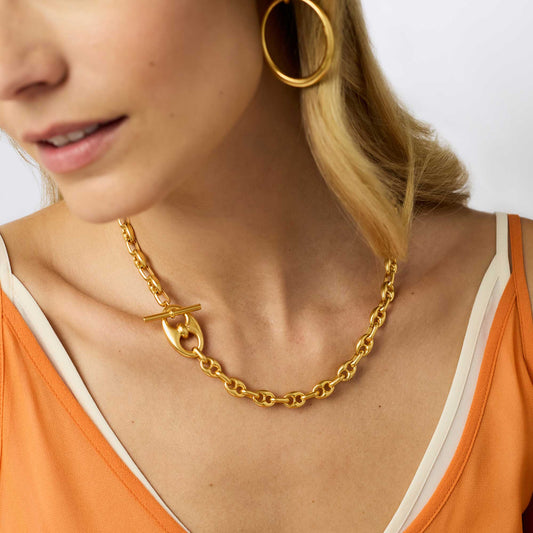 Laguna Demi Link Necklace, medium-sized gold chain links; available in 16", 18", and 20" lengths.