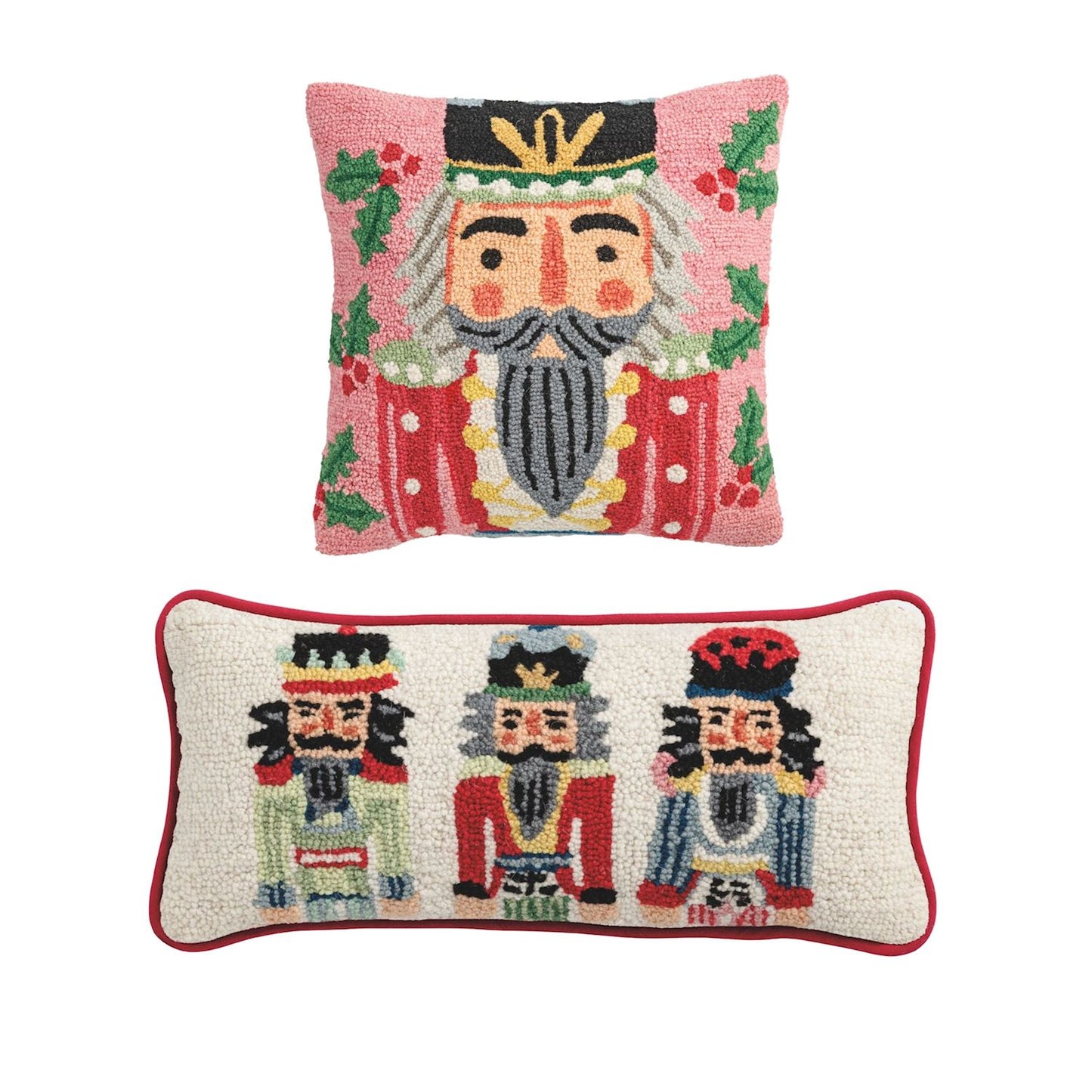 Nutcracker Hooked Wool Pillows