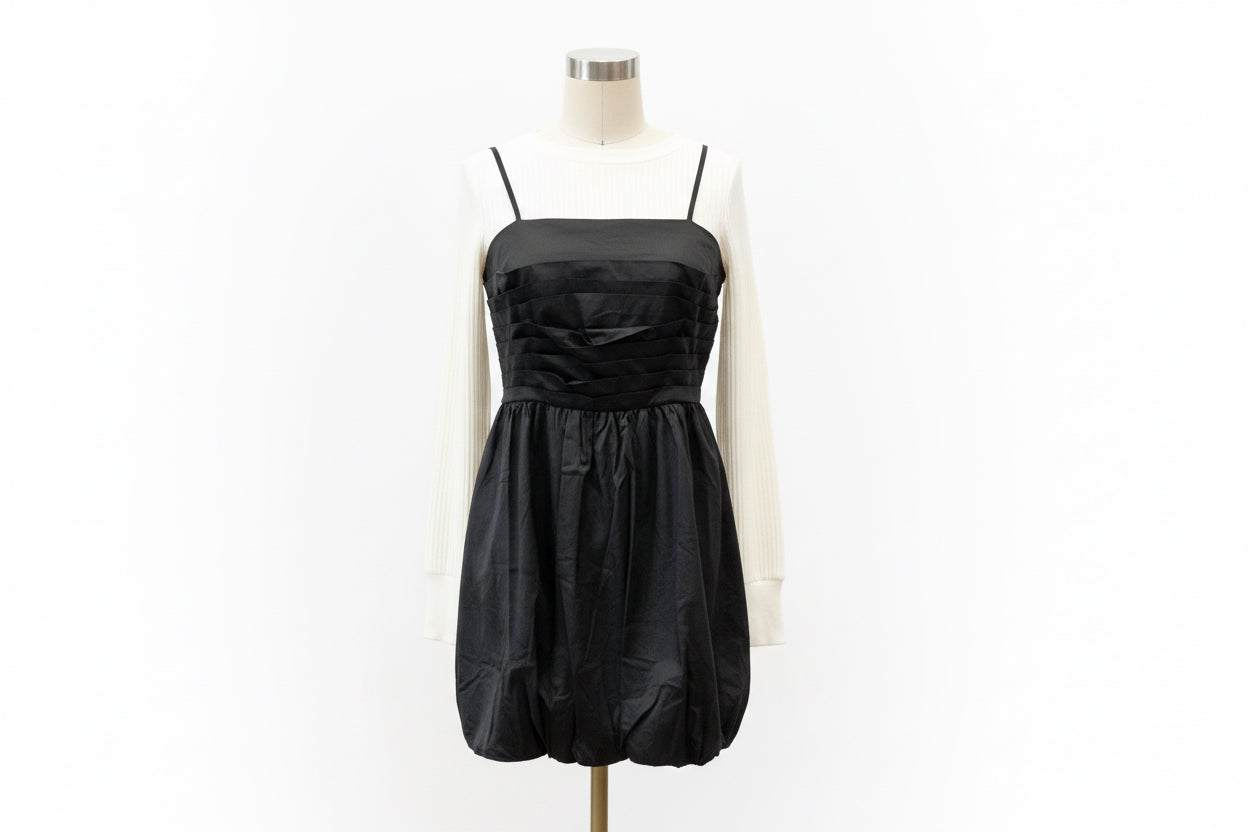 White Birch Black Cocktail Dress with spaghetti straps. Available in sizes XS-XL.
