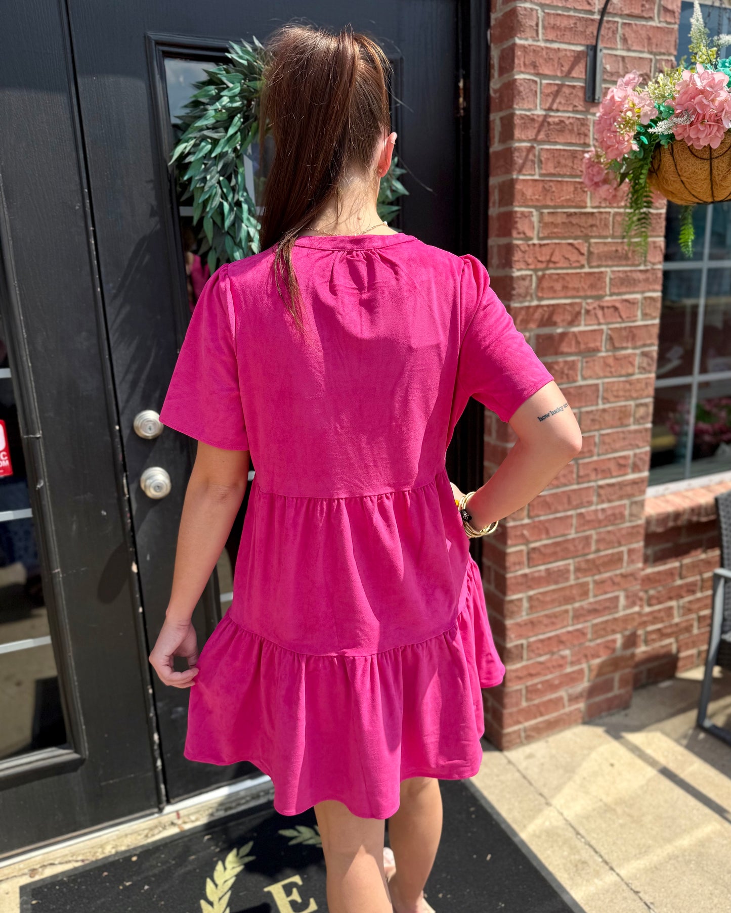 Adelyn Pink Dress shown; available in sizes XS–XL.