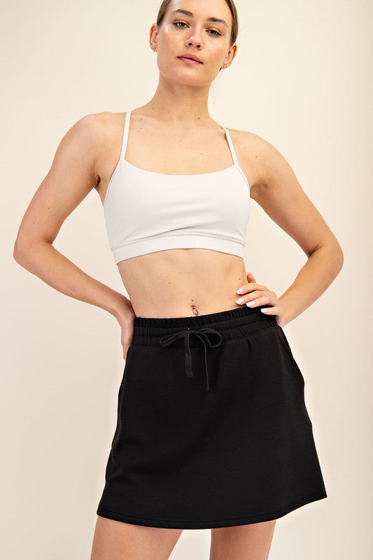 Modal Scuba Skort with drawstring, available in sizes XS-XL.