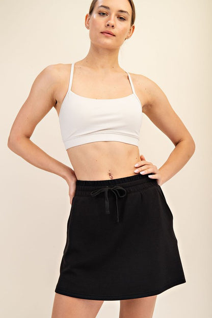 Modal Scuba Skort with drawstring, available in sizes XS-XL.