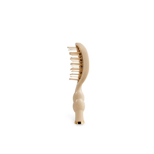 Mini Vented Brush | Tan with gold bristles and ergonomic handle, available in mini size, for short hair and travel.