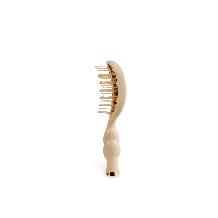 Mini Vented Brush | Tan with gold bristles and ergonomic handle, available in mini size, for short hair and travel.