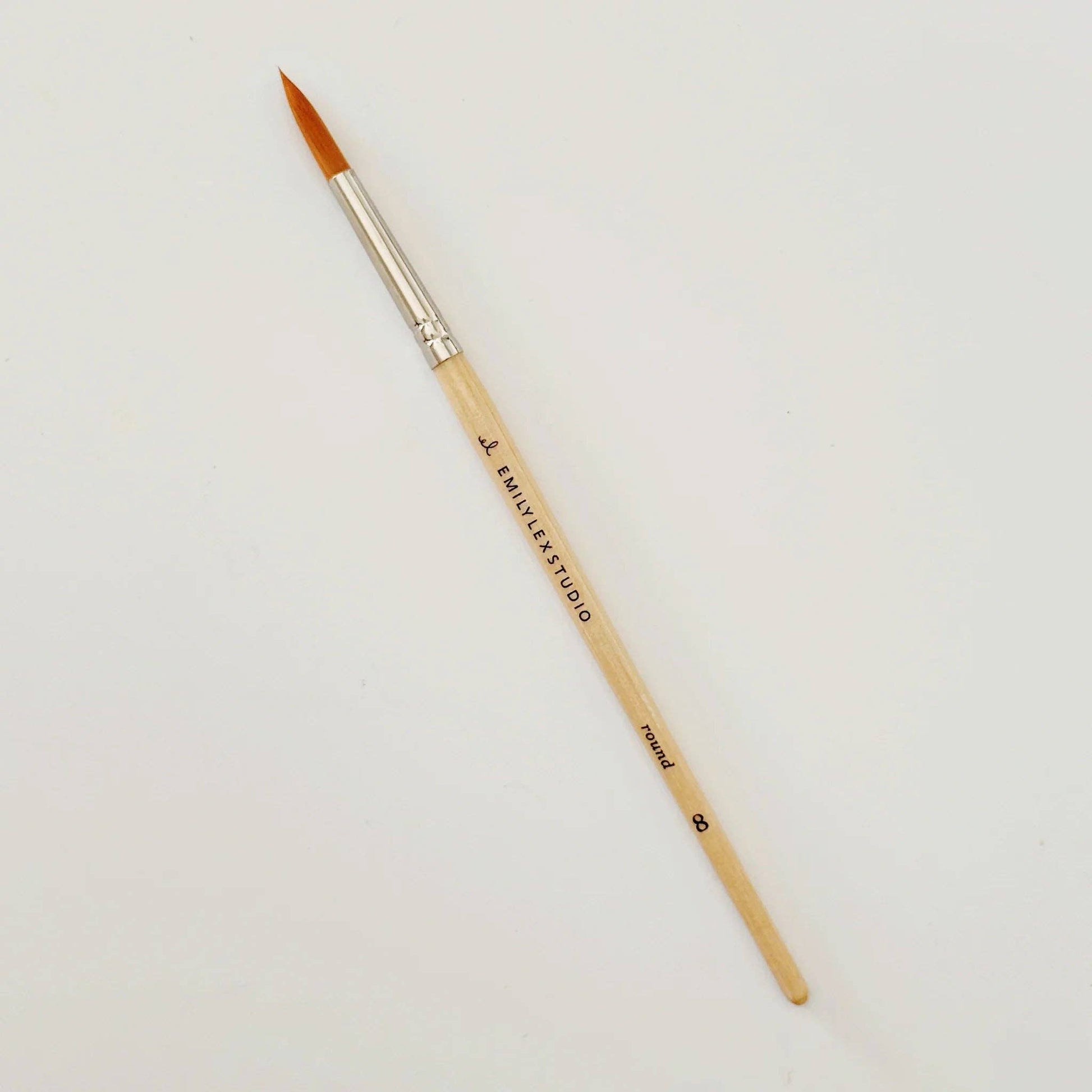 Set of five round-tipped synthetic taklon brushes with "ENVILEXSTUDIO" engraved wood handles; sizes 0, 2, 4, 6, 8.