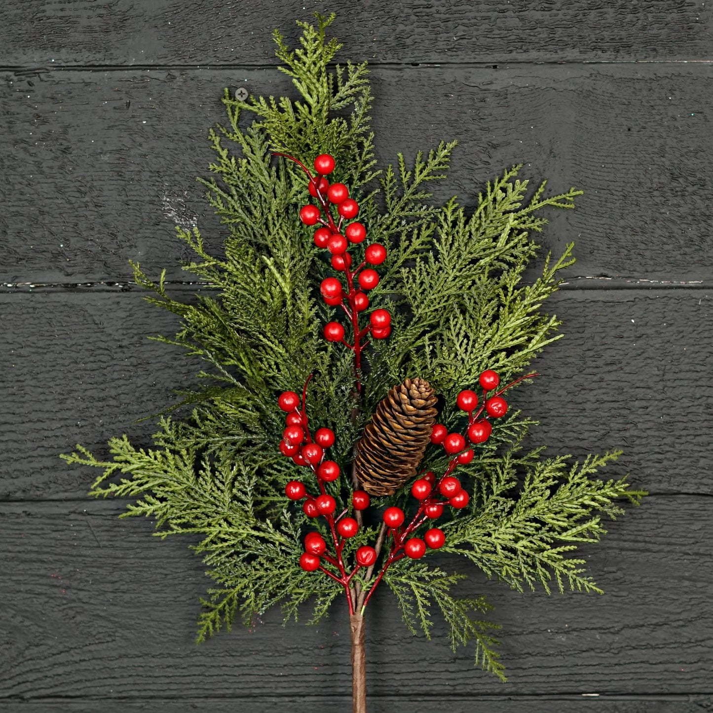 29-inch Superior Real Touch Mix Cedar branch with red berries.