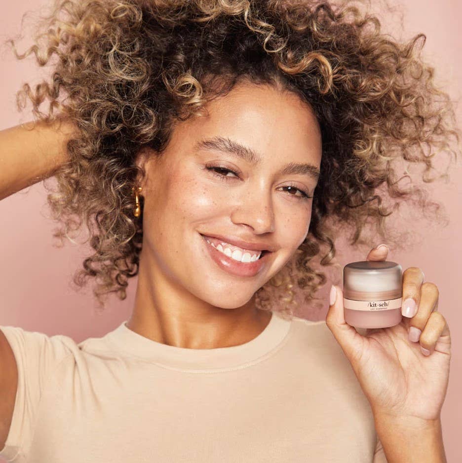 Volumizing Rice Protein Dry Shampoo jar, available in 1oz and 3oz sizes.