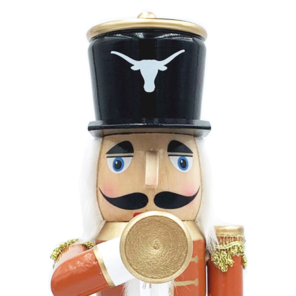 14″ Texas Longhorns Bugler Nutcracker with black hat, white logo, and golden bugle.