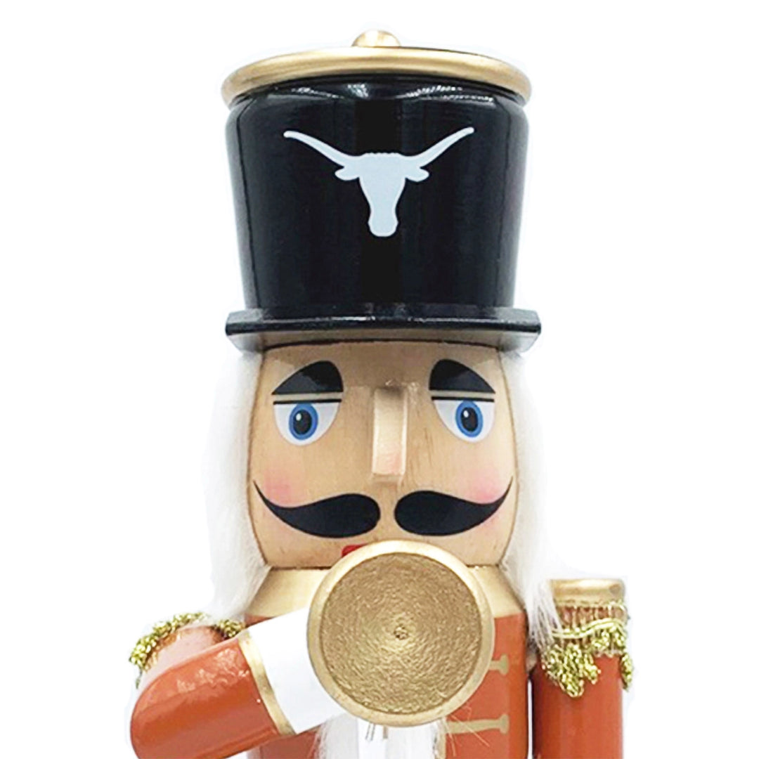 14″ Texas Longhorns Bugler Nutcracker with black hat, white logo, and golden bugle.