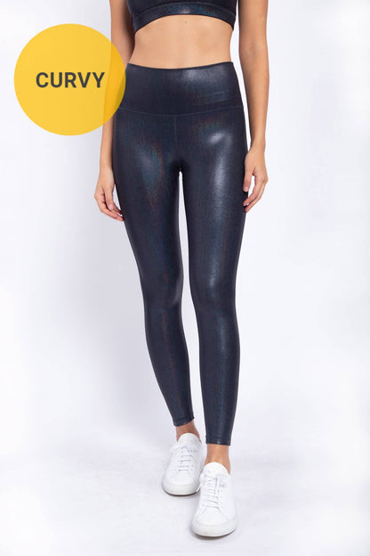 CURVY Iridescent Holo Foil High-Waisted Leggings