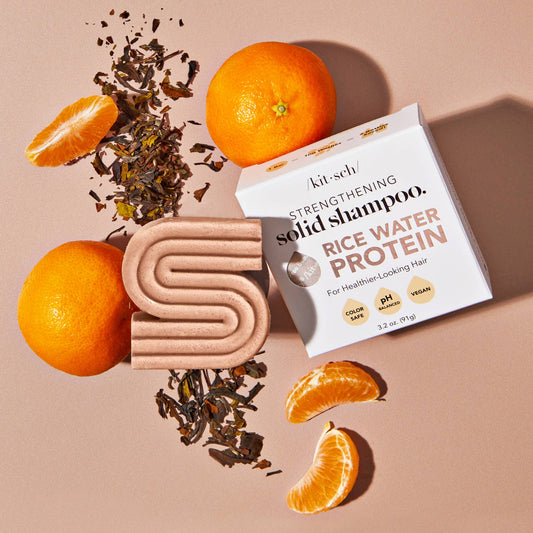Rice Water Protein Shampoo Bar for Hair Growth, available in multiple sizes, shown with its box and sculpted bar.