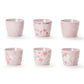 Pink Chinoiserie Cachepot with hand-painted floral and geometric designs on white porcelain. Available in small and large sizes.