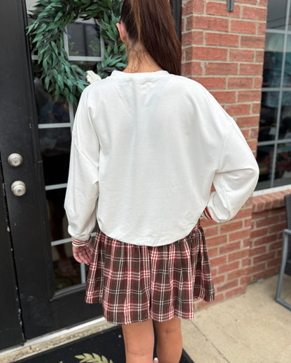 White Pumpkin Patch Long Sleeve Top, available in sizes XS-XL.