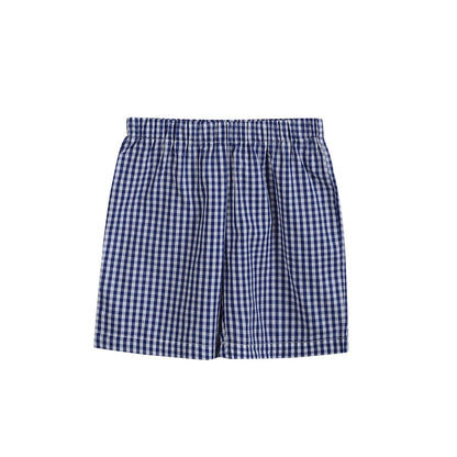 Royal Blue Gingham American Flag Shirt and Shorts Set for boys, blue/white gingham, elastic waist. Sizes: 2T-6.