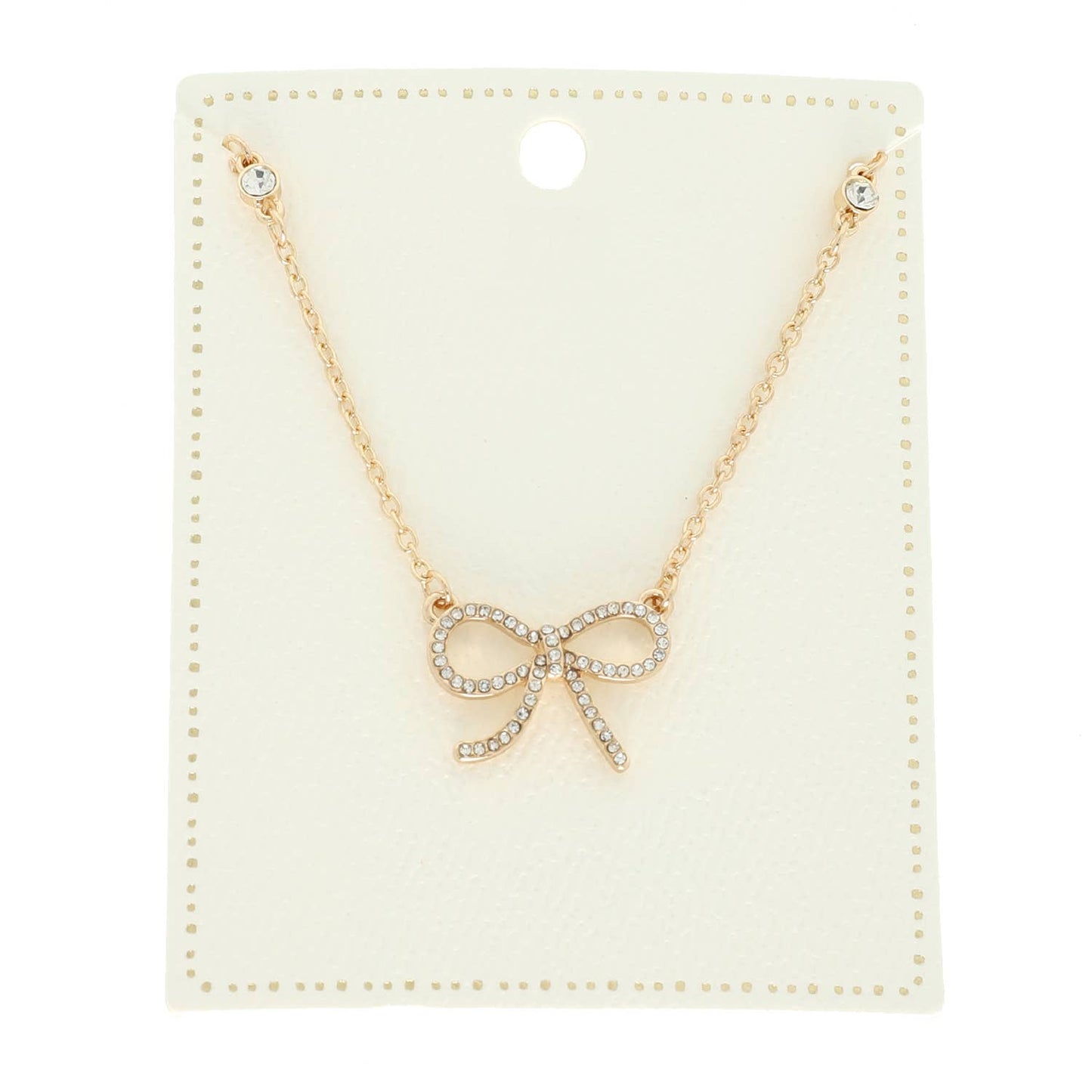 Fashion Cut-Out Bow Pendant Necklace : Gold