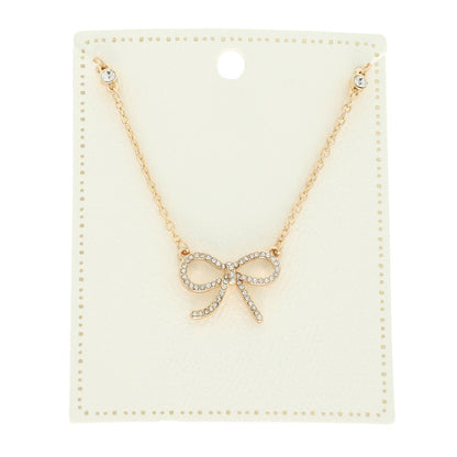 Fashion Cut-Out Bow Pendant Necklace : Gold