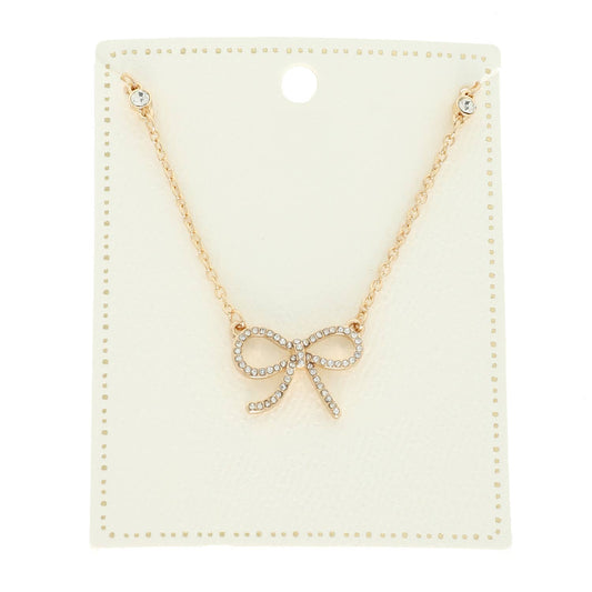Fashion Cut-Out Bow Pendant Necklace : Gold