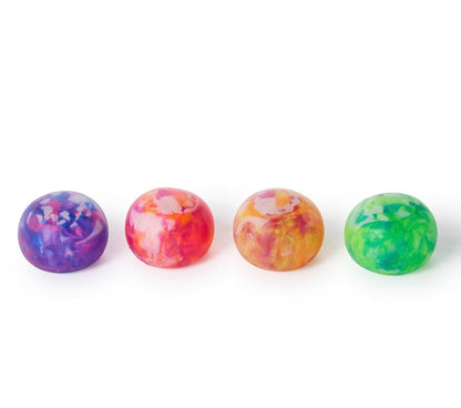 Under Pressure Marbled Stress Balls in purple, red, orange, and green with unique marbled patterns. Available in small and medium sizes for stress relief.
