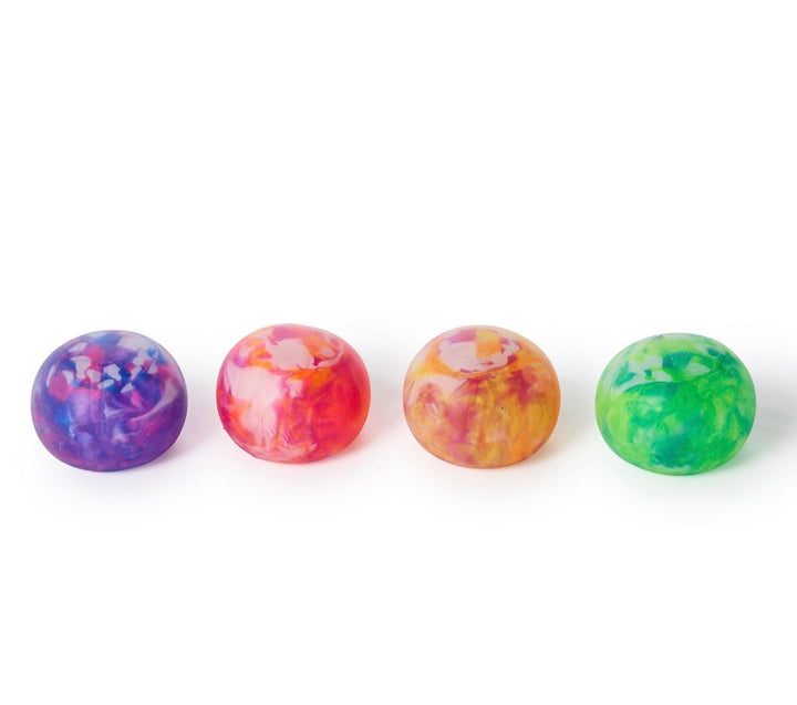 Under Pressure Marbled Stress Balls in purple, red, orange, and green with unique marbled patterns. Available in small and medium sizes for stress relief.