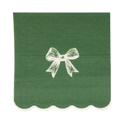 Gold/Green Bow Cocktail Napkin