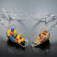 Four 3 1/2-oz clear scoops with durable construction. Two scoops filled with candy-coated chocolates and nuts. Sizes: 3 1/2 oz.