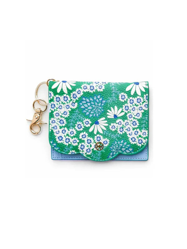 Scalloped Daisy Chain Green Wallet