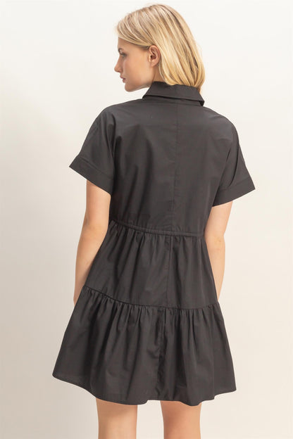 Collared Short Sleeve Tiered Dress | 2 Colors