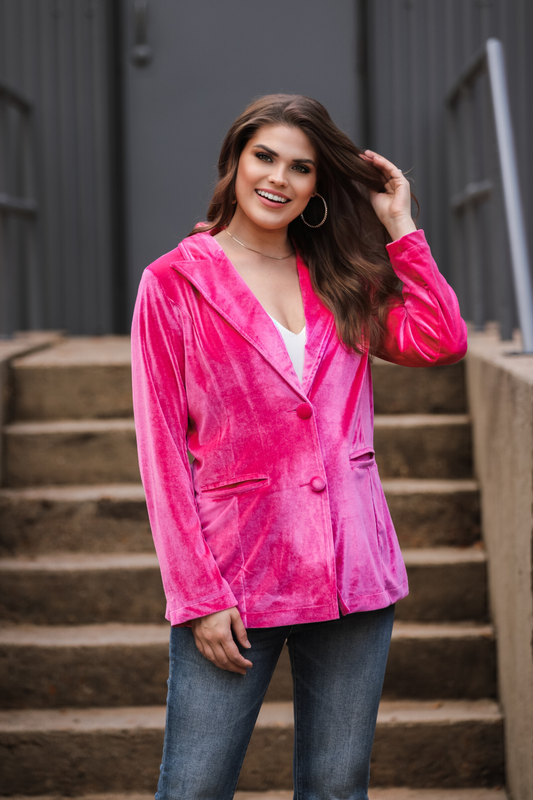 Sterling Velvet Blazer: Pink / 3XL