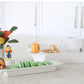Cracker Tray Pinstripes shown; available in small, medium, and large sizes. White with pinstripe design.