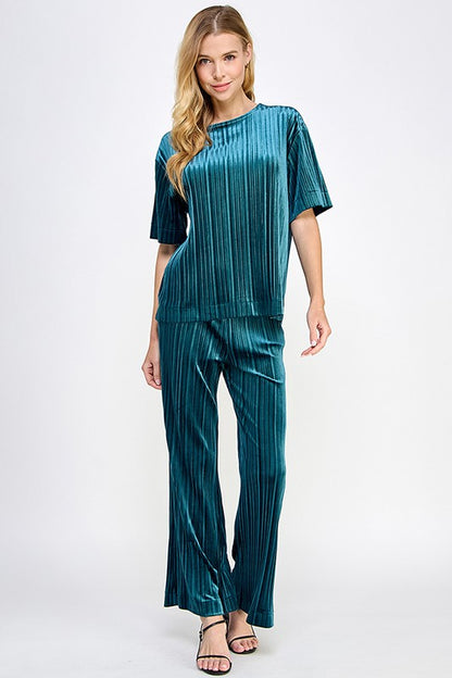 Pleated Velvet Set