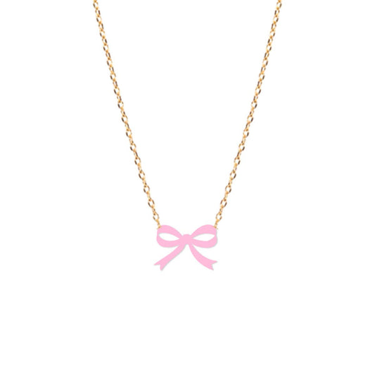 Light Pink Bow Dainty Necklace