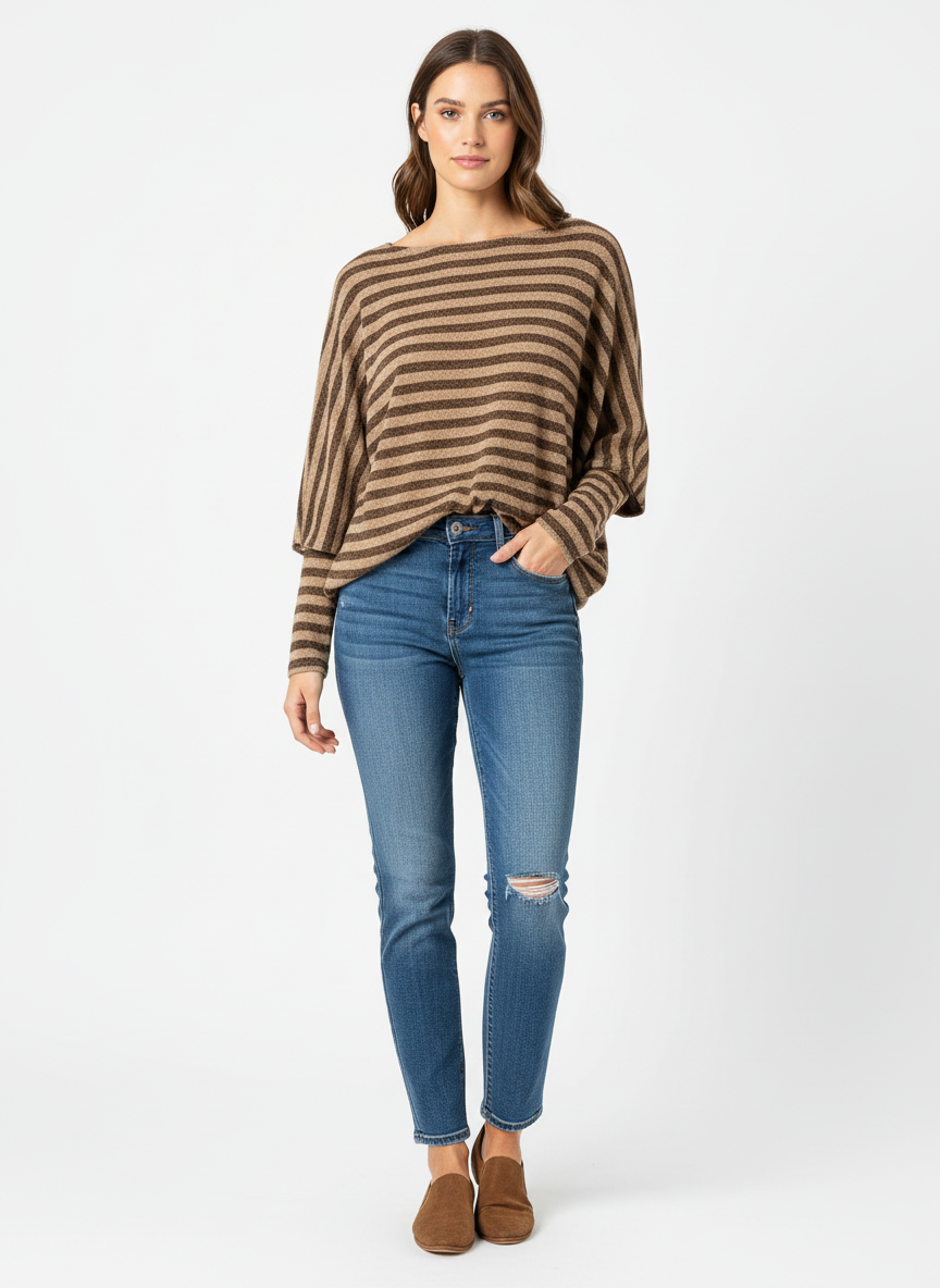 Brown Stripped Tunic | White Birch