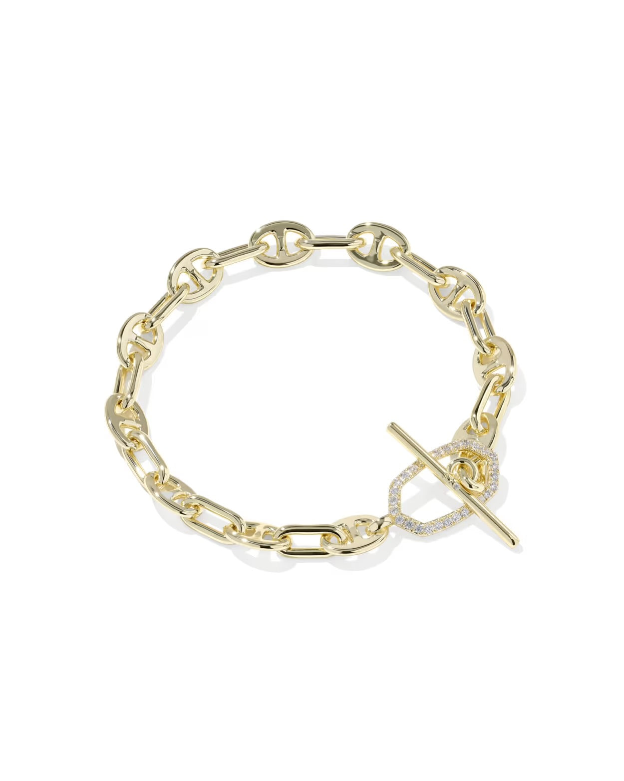 Elaina Toggle Gold Link and Chain Bracelet
