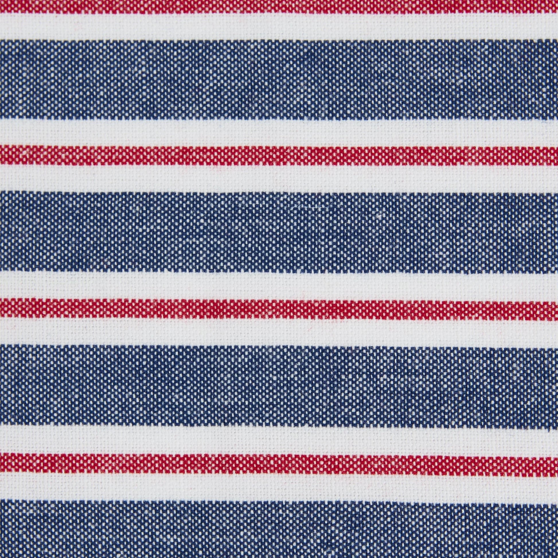 America Stripes Embellished Dishtowels with navy, white, and red stripes; available in 18"x28".
