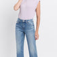 Periwinkle High Rise Frayed Hem Straight Jeans. Available in sizes 24–32.
