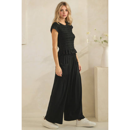Boho Black Smocked Lounge Set
