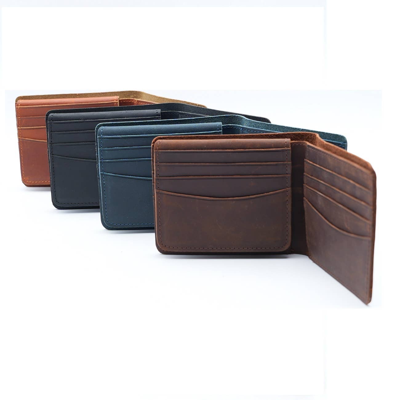 Genuine Leather Wallet for Men with Flap out ID Window: Dark Brown