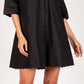 A Black Poplin Button Up Dress Scalloped Hem with a button-up front and scalloped edging. Available in sizes S to XL.