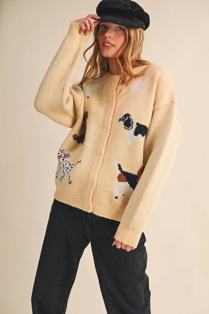 Knit Dog & Star Sweater Cardigan