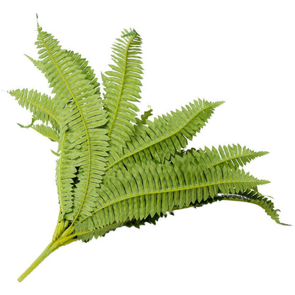 A cluster of lifelike, serrated faux leaves fans out from the 26″ Natural Look Artificial Boston Fern Bush.