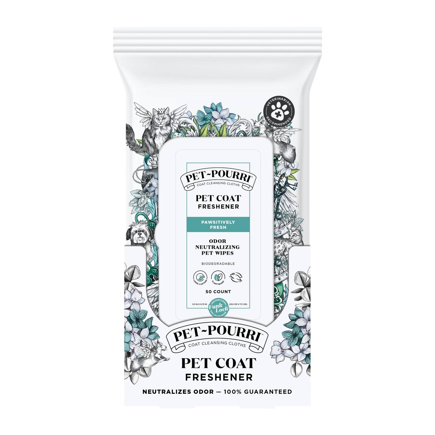 Pet~Pourri - Pet Coat Wipes - 50ct - Pawsitively Fresh Scent