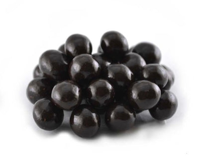 Shiny, round Dark Chocolate Espresso Beans available in small, medium, and large sizes.