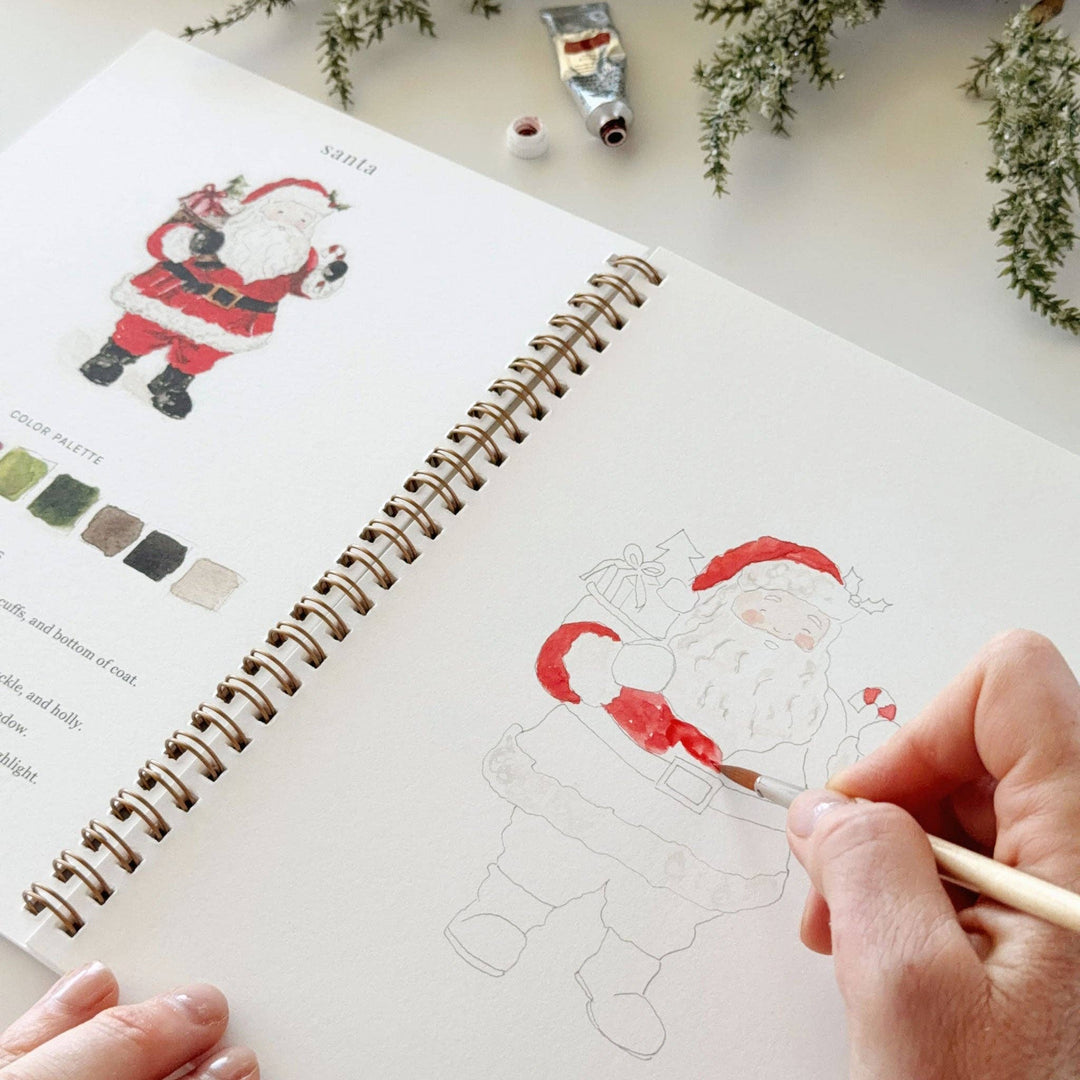 Classic Christmas watercolor workbook.