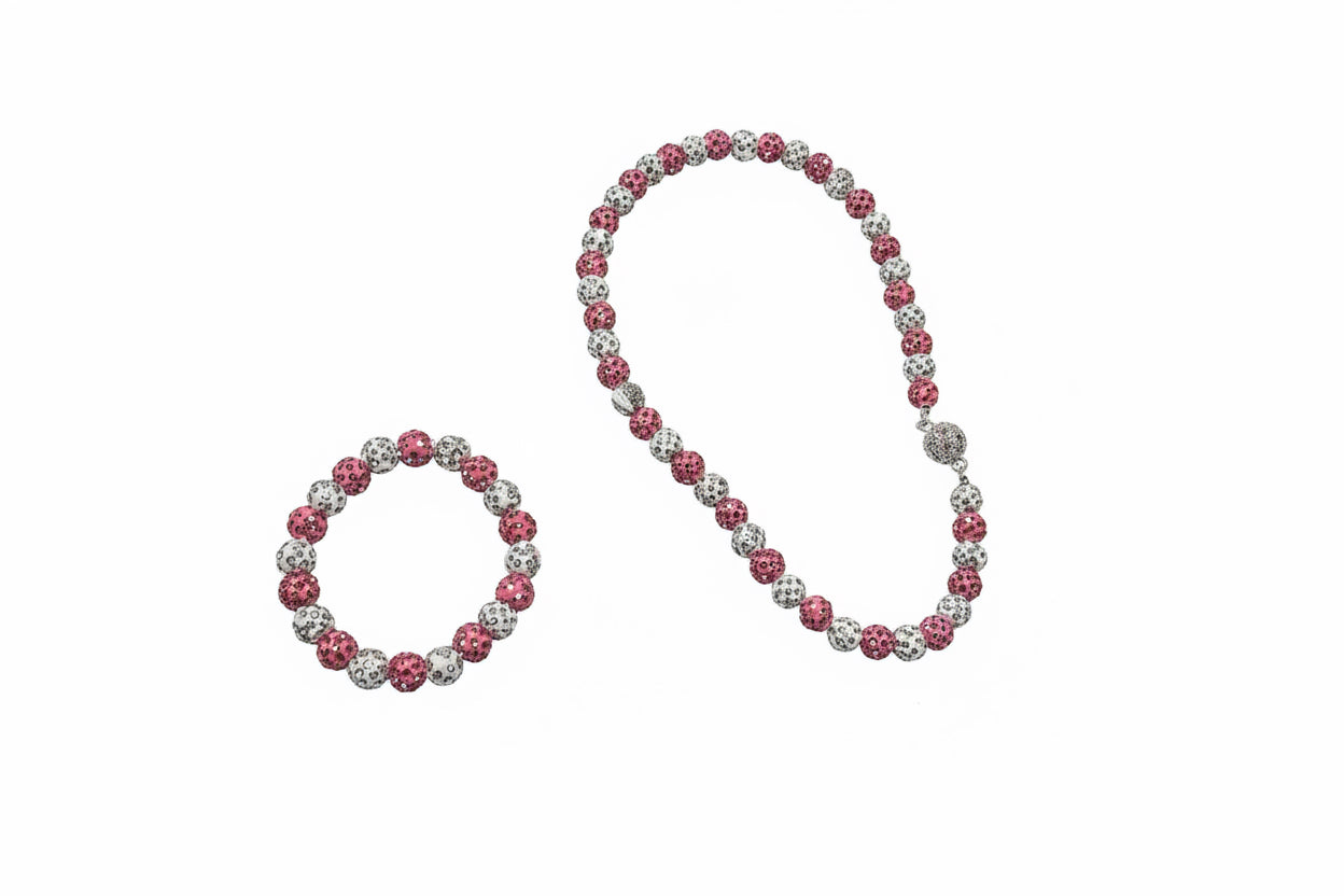 Pink & White Beaded Necklace or Bracelet