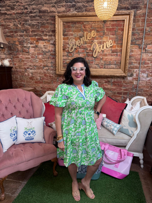 Kinsley Daisy Chain Green Dress