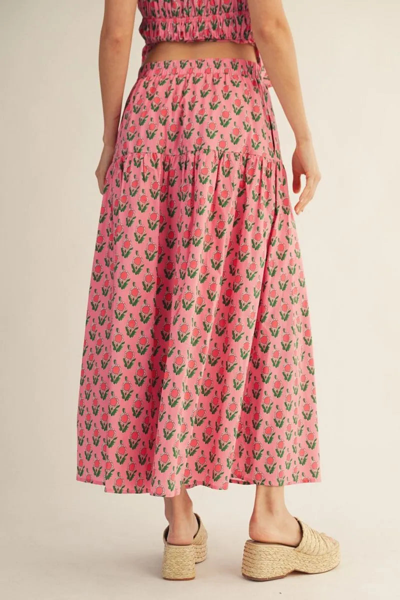 Pink Floral Maxi Skirt