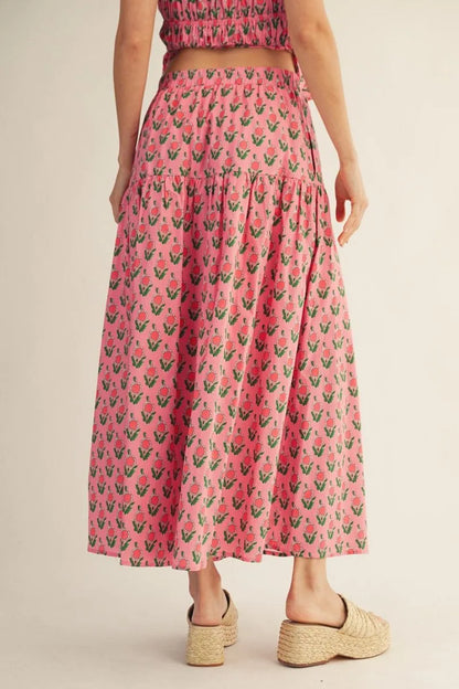 Pink Floral Maxi Skirt