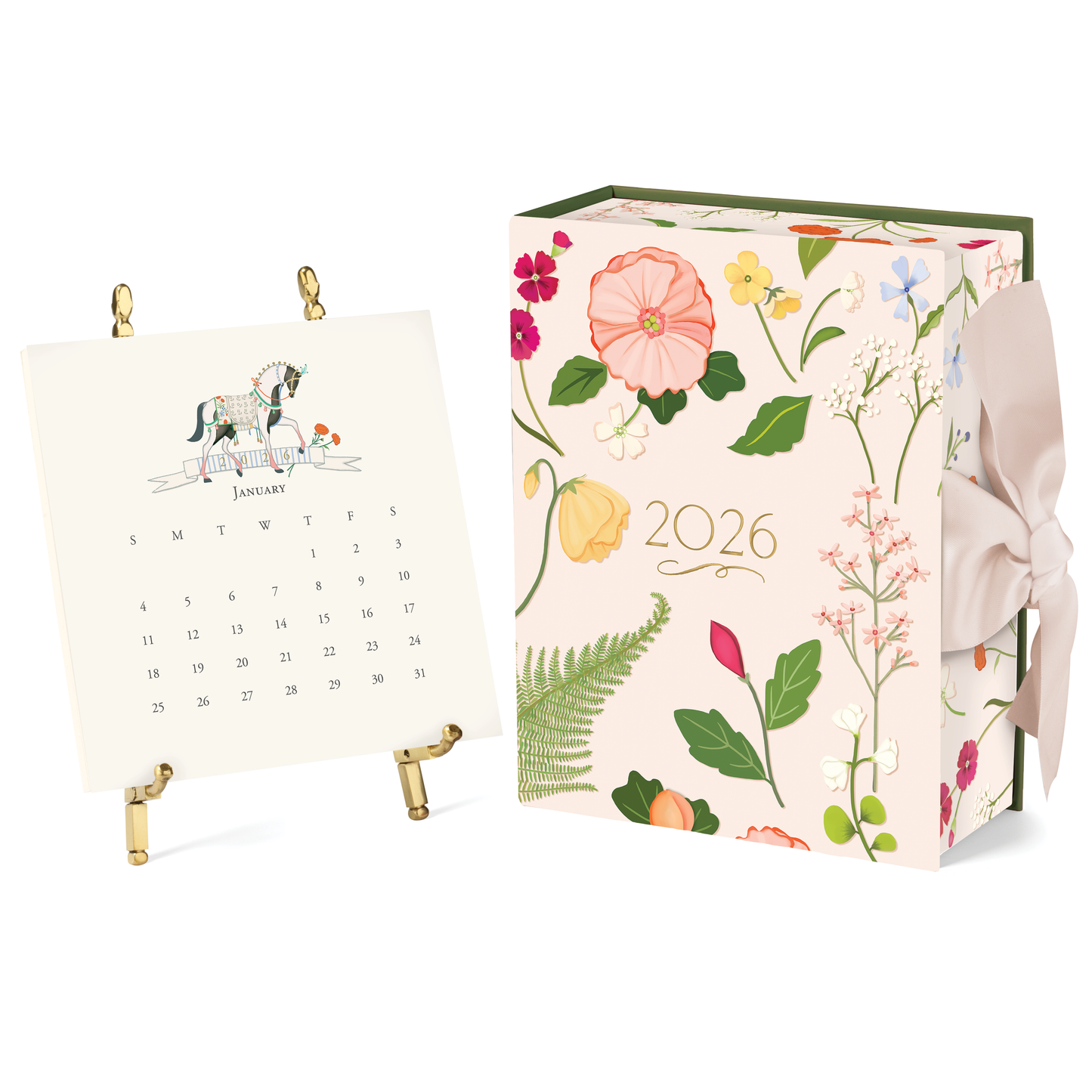 2026 Classic Desk Calendar: Gold Easel