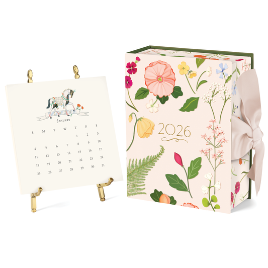 2026 Classic Desk Calendar: Gold Easel
