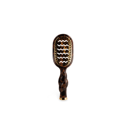 Mini Vented Brush | Tortoise with a brown and gold wavy bristle design; available in mini size.